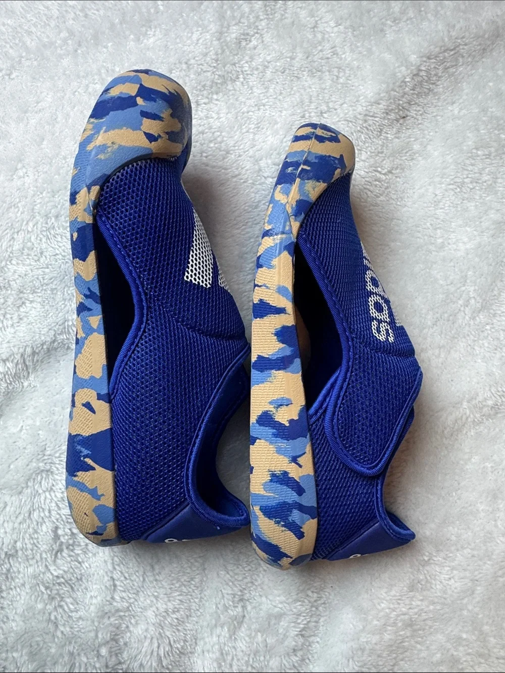 adidas Kids Royal Blue Slip-On Water Shoes with Camouflage Toe